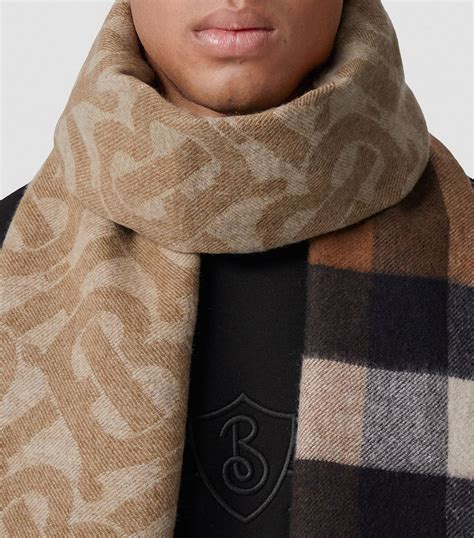 Burberry Monogram & Check Reversible Cashmere Scarf.